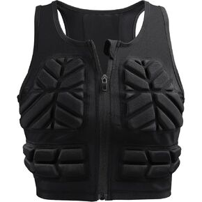 TUOY Women Baseball Chest Rib Protector Vest, Front Zipper Padded Compression Vest for Women Heart Sternum Guard for Sports, Karate, Football, Basketball
