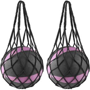 JBM 2 Pack Basketball Net Bag Soccer Ball Holder Single Ball Carrier Fits Balls Size 3, 4, 5