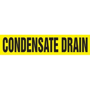 Accuform RPK233SSA Self-Stick "CONDENSATE Drain" Pipe Marker for 3/4" to 1-1/4" OD Pipe, Black on Yellow, 1" H x 8" W