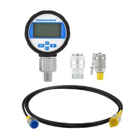 MEASUREMAN 10000PSI Digital Hydraulic Pressure Test Coupling Kit, 63-Inch Hose, G1/8 & Caterpillar Connectors, 0.2% Accuracy, 1/4’’ NPT Gauge for Excavators and Industrial Systems