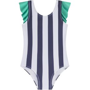 LIZENS Girls One Piece Swimwear Stylish Girls Swimsuit for Ages 2-12 Color Clash Vintage
