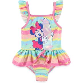 Disney Minnie Mouse Girls UPF 50+ One Piece Bathing Suit for Toddler and Big Kids