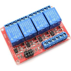 5V 4 Channel Relay Optocoupler Isolation Module Red Board 3-5V High and 0-1.5V Low Level Triggered Load AC 0-250V / DC 0-30V 10A SCM IO Control