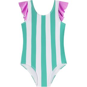 LIZENS Girls One Piece Swimwear Stylish Girls Swimsuit for Ages 2-12 Color Clash Vintage in Kuwait