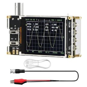 Handheld Digital Oscilloscope Kit, 2.4 LCD Screen 1MSa/s High Sampling Rate, 200KHz Bandwidth,Mini Portable Oscilloscope with Trigger Function Auto/Normal/Single，X10/X5/X1 Sensitivity
