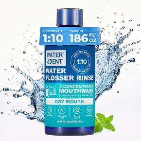 Concentrated Irrigant, Dry Mouth | Add to Water Flossers | Mild Mint & Fruit Flavor |1:10 = 186 fl.oz | Alcohol Free, Fluoride Free. Made in USA (Non-Medical)