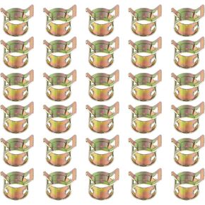 PATIKIL Spring Band Hose Pipe Clamps for 14-16.1 mm OD Hose, 30 Pack Silicone Vacuum Constant Tension Band Clips for Fuel Line Silicone Air Hose Tube Water Pipe, Gold