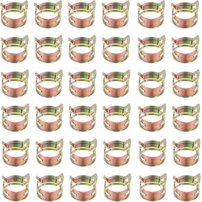 PATIKIL Spring Band Hose Pipe Clamps for 19-22.3 mm OD Hose, 50 Pack Silicone Vacuum Constant Tension Band Clips for Fuel Line Silicone Air Hose Tube Water Pipe, Gold