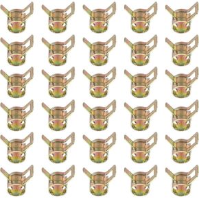 PATIKIL Spring Band Hose Pipe Clamps for 8-9.2 mm OD Hose, 30 Pack Silicone Vacuum Constant Tension Band Clips for Fuel Line Silicone Air Hose Tube Water Pipe, Gold