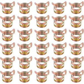 PATIKIL Spring Band Hose Pipe Clamps for 15-17.4 mm OD Hose, 30 Pack Silicone Vacuum Constant Tension Band Clips for Fuel Line Silicone Air Hose Tube Water Pipe, Gold
