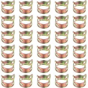PATIKIL Spring Band Hose Pipe Clamps for 19-22.3 mm OD Hose, 30 Pack Silicone Vacuum Constant Tension Band Clips for Fuel Line Silicone Air Hose Tube Water Pipe, Gold