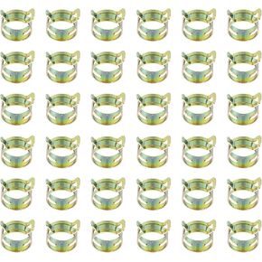 PATIKIL Spring Band Hose Pipe Clamps for 22-26.2 mm OD Hose, 50 Pack Silicone Vacuum Constant Tension Band Clips for Fuel Line Silicone Air Hose Tube Water Pipe, Gold