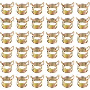 PATIKIL Spring Band Hose Pipe Clamps for 20-24 mm OD Hose, 50 Pack Silicone Vacuum Constant Tension Band Clips for Fuel Line Silicone Air Hose Tube Water Pipe, Gold