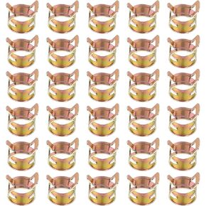 PATIKIL Spring Band Hose Pipe Clamps for 16-18.3 mm OD Hose, 30 Pack Silicone Vacuum Constant Tension Band Clips for Fuel Line Silicone Air Hose Tube Water Pipe, Gold