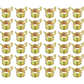 PATIKIL Spring Band Hose Pipe Clamps for 12-13.6 mm OD Hose, 50 Pack Silicone Vacuum Constant Tension Band Clips for Fuel Line Silicone Air Hose Tube Water Pipe, Gold