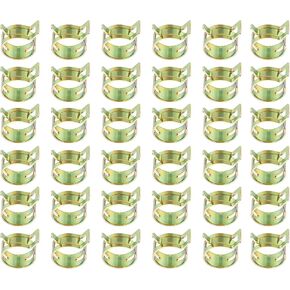 PATIKIL Spring Band Hose Pipe Clamps for 18-21.5 mm OD Hose, 50 Pack Silicone Vacuum Constant Tension Band Clips for Fuel Line Silicone Air Hose Tube Water Pipe, Gold