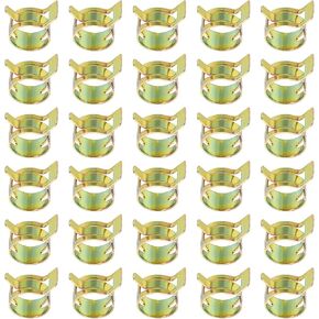 PATIKIL Spring Band Hose Pipe Clamps for 13-15.5 mm OD Hose, 30 Pack Silicone Vacuum Constant Tension Band Clips for Fuel Line Silicone Air Hose Tube Water Pipe, Gold