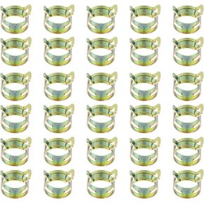 PATIKIL Spring Band Hose Pipe Clamps for 22-26.2 mm OD Hose, 30 Pack Silicone Vacuum Constant Tension Band Clips for Fuel Line Silicone Air Hose Tube Water Pipe, Gold
