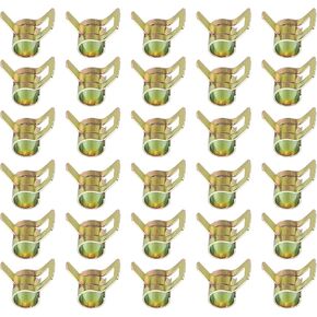 PATIKIL Spring Band Hose Pipe Clamps for 6-6.8 mm OD Hose, 30 Pack Silicone Vacuum Constant Tension Band Clips for Fuel Line Silicone Air Hose Tube Water Pipe, Gold