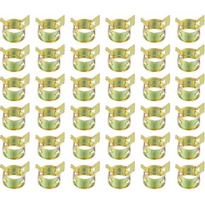 PATIKIL Spring Band Hose Pipe Clamps for 13-15.5 mm OD Hose, 50 Pack Silicone Vacuum Constant Tension Band Clips for Fuel Line Silicone Air Hose Tube Water Pipe, Gold