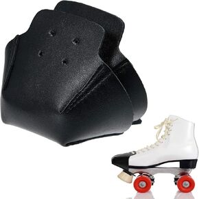 2 Pieces Roller Skate Toe Guards Artificial Leather Toe Guards Protectors for Quad Roller Skate (Black,Solid Pattern)