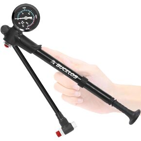 BUCKLOS Bike Shock Pump for Air Front Fork and Rear Suspension Air Shocks BikeTire Pump High Pressure 300 Psi Max for Mountain, Road Bikes and Motorcycle with Gauge Schrader Valve Bicycle Tool