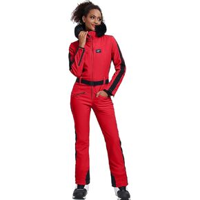 GS SNOWING Women's Ski Suit One Piece Snowsuits Insulated Waterproof Windproof Slim Winter Outdoor Onesies Ski Outfits Jumpsuits Red L