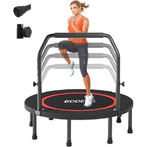 48 inch Foldable Mini Trampoline，Fitness Trampoline，Indoor Bouncing Fitness Trampoline, Quiet, Non-Slip, with Durable Springs, Maximum Weight Capacity 440 lbs.