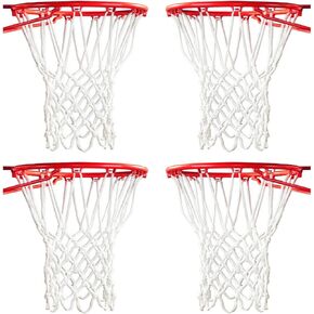 4 Pcs White Premium Quality Professional Basketball Net Replacement Bold Polyester Woven Rope Basketball Hoop Nets Fits Standard Indoor or Outdoor Rims 12 Loops，21inch