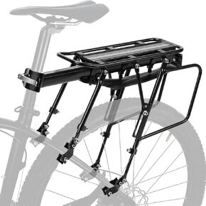 Rear Bike Rack, 300 LB Capacity Quick Release Bike Cargo Racks with Mudguard and Reflective, Adjustable Aluminum Alloy Bike Carrier Rack for 26"-29" Frames