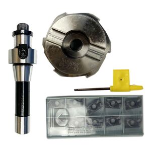 1pcs face milling Cutting Set,R8-FMB27,7/16-20,1pcs BAP400R 80-27-6T,10pcs Milling Blade,APMT1604,1pcs T15 Wrench