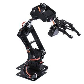 Mechanical Arm, 6DOF Robot Mechanical Arm Clamp Claw Kit Manipulator Industrial Robot Parts Aluminium Robotic Arm Kit for College Teaching IDY Production Black