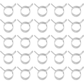 PATIKIL Spring Band Hose Pipe Clamps for 11-12.6mm OD Hose, 25 Pack Silicone Vacuum Constant Tension Band Clips for Fuel Line Silicone Air Hose Tube Water Pipe, Silver