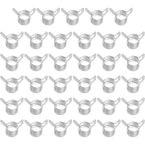 PATIKIL Spring Band Hose Pipe Clamps for 7-8.2mm OD Hose, 35 Pack Silicone Vacuum Constant Tension Band Clips for Fuel Line Silicone Air Hose Tube Water Pipe, Silver