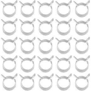 PATIKIL Spring Band Hose Pipe Clamps for 14-15.8mm OD Hose, 25 Pack Silicone Vacuum Constant Tension Band Clips for Fuel Line Silicone Air Hose Tube Water Pipe, Silver