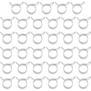 PATIKIL Spring Band Hose Pipe Clamps for 12-13.6mm OD Hose, 35 Pack Silicone Vacuum Constant Tension Band Clips for Fuel Line Silicone Air Hose Tube Water Pipe, Silver