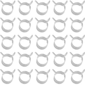 PATIKIL Spring Band Hose Pipe Clamps for 15-17mm OD Hose, 25 Pack Silicone Vacuum Constant Tension Band Clips for Fuel Line Silicone Air Hose Tube Water Pipe, Silver