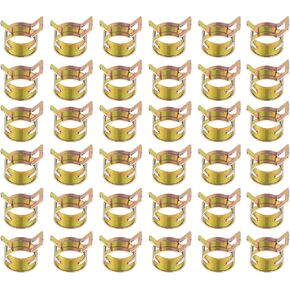 PATIKIL Spring Band Hose Pipe Clamps for 17-19.5 mm OD Hose, 50 Pack Silicone Vacuum Constant Tension Band Clips for Fuel Line Silicone Air Hose Tube Water Pipe, Gold