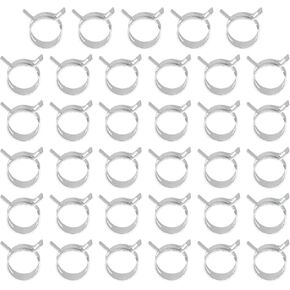PATIKIL Spring Band Hose Pipe Clamps for 18-20mm OD Hose, 35 Pack Silicone Vacuum Constant Tension Band Clips for Fuel Line Silicone Air Hose Tube Water Pipe, Silver