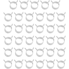 PATIKIL Spring Band Hose Pipe Clamps for 17-19mm OD Hose, 35 Pack Silicone Vacuum Constant Tension Band Clips for Fuel Line Silicone Air Hose Tube Water Pipe, Silver