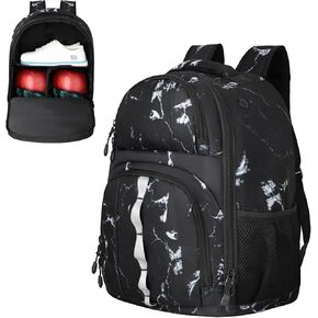 2 Ball Bowling Backpack,Bowling Ball Bag with Shoe Compartment & Portective Foam Padded, Fits Shoes Up to US Size 16