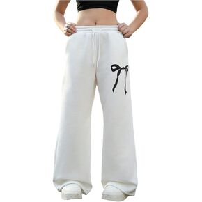 GORGLITTER Girl's Bow Wide Leg Sweatpants Drawstring Waist Joggers Pants