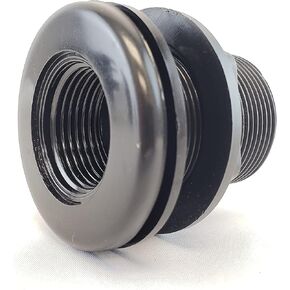 LIFEGARD Aquatics Double Threaded Bulkhead Kit for Fish Aquariums – High-Impact Resistant PVC – Includes Bulkhead Fitting, Gasket, Lock Nut – Jet Black – 1 Inch