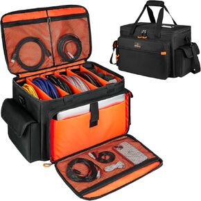 DJ Cable File Bag,Thick Padding DJ Gig Bag for Musicians,Travel Music Gear and Dj Accessories Storage Organzier with Adjustable Dividers,Bag Only