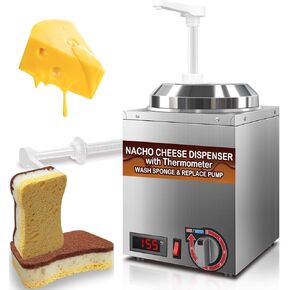 Cheese Warmer Dispenser with Thermometer,Nacho Cheese Warmer with 2.8Qt Capacity with Temperature Indicator,Electric Hot Fudge Dispenser,86-194 F for Hot Fudge Cheese Caramel