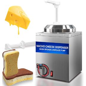 Cheese Warmer Dispenser with Pump,Nacho Cheese Warmer with 2.8Qt Capacity,Electric Hot Fudge Dispenser Caramel Butter Sauce Warmer 400W,86-194 F Temp Adjustable for Salad Jam Seasoning Sauce