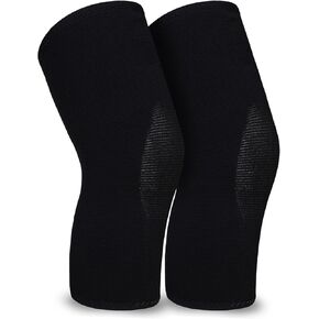 KUBAO Wrestling Knee Sleeve Mens Knee Compression Sleeve Workout Knee Support Lightweight Knee Brace Knitted Nylon Strap Knee Pads Patella Stabilizing Brace Knee Supports Black L