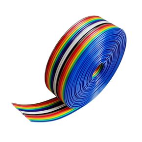 4 M 16-Wire 1.27 mm Pitch Rainbow Color Flat Ribbon Cable IDC Wire Cable 28 AWG UL2651 (16 Wire 4 Meters)