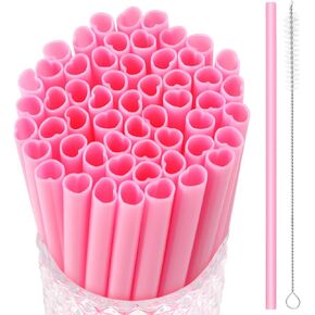 JANYUN 30 Pieces Reusable Plastic Straws BPA-Free 9" Colorful Printing Hard Platic Stripe Drinking Straw for Mason Jar Tumbler Family or Party Use Cleaning Brush Included(Random Pattern) (Straight)