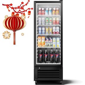 BODEGACOOLER Commercial Display Refrigerator Glass Door, 10.2 Cu. Ft Commercial Merchandiser Refrigerator, Commercial Single Door Fridge For Beer,Drink,Commercial Display Fridge With Glass Door.